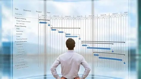 Project Gantt chart showing tasks scheduled across the project lifecycle